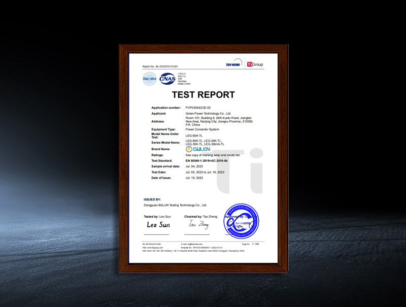 LEG-30K/50K/ 60K-TL-50549 Certification report